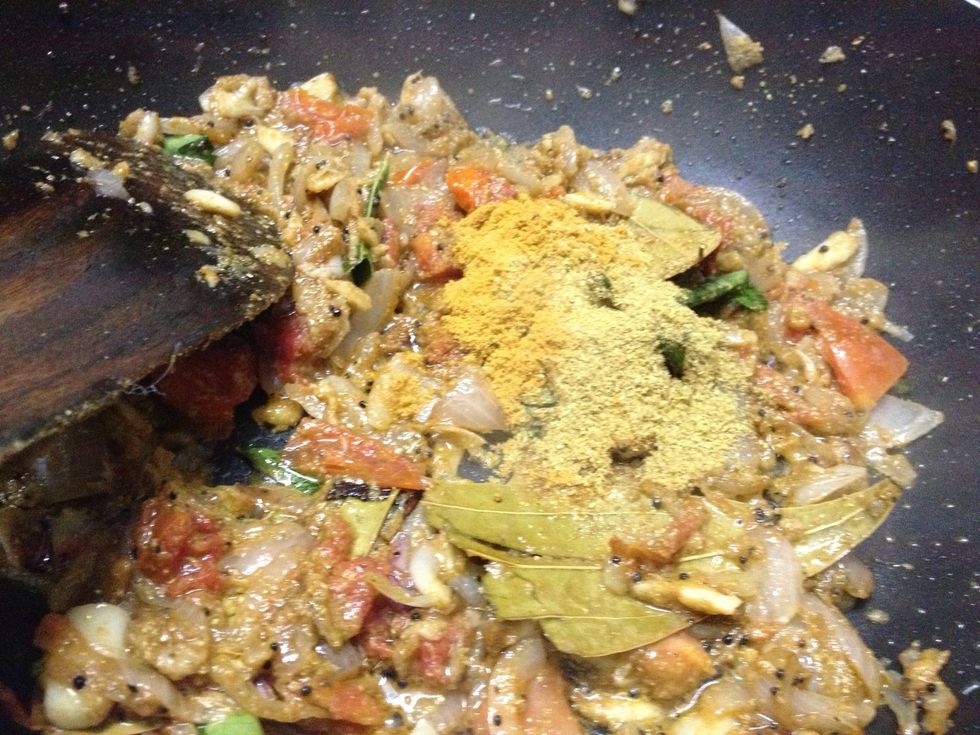 Add Coriander powder and Turmeric powder