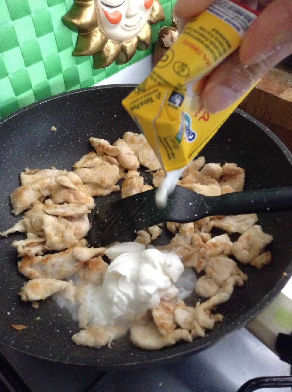 Add cream and lemon juice.