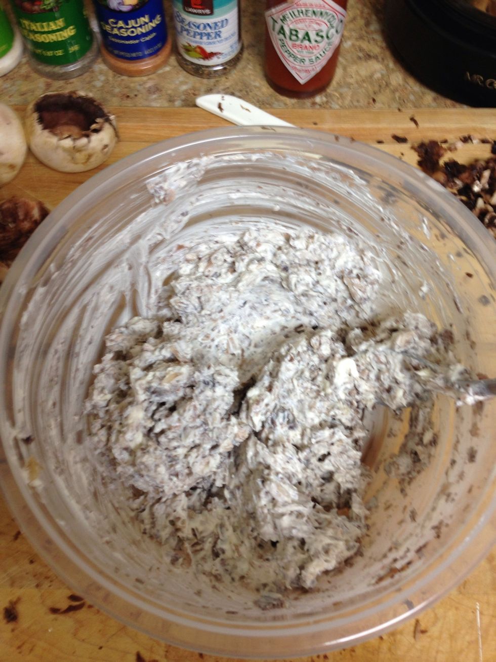 Add cream cheese to the bits.