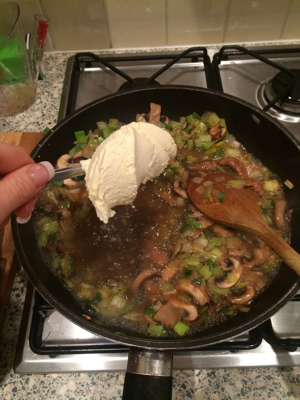 Add cream, I'm using clotted cause it's what I have left over. You can use double or single what ever you prefer