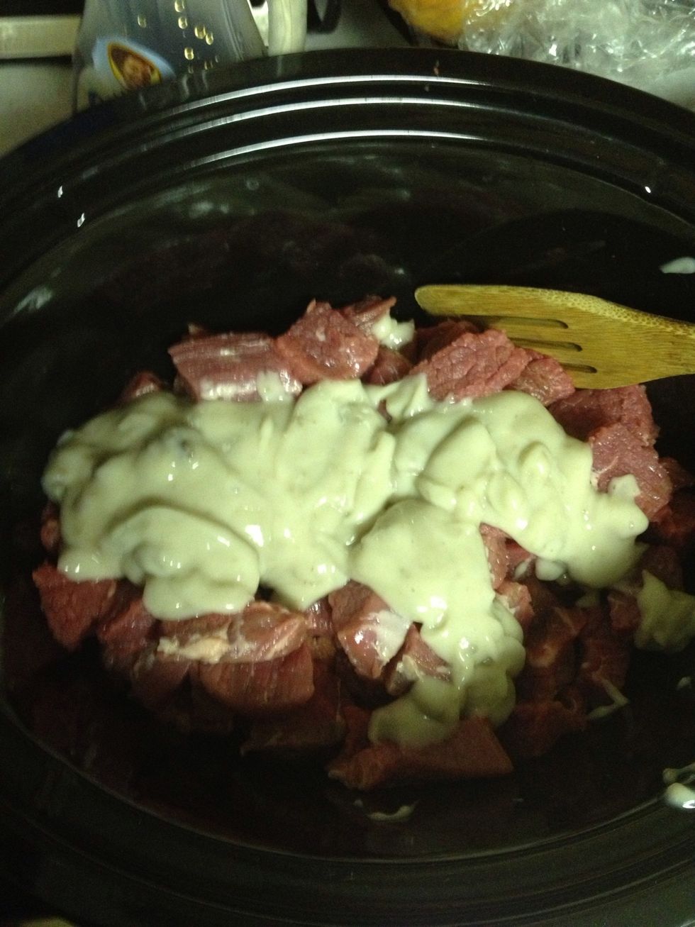 Add cream of mushroom soup.