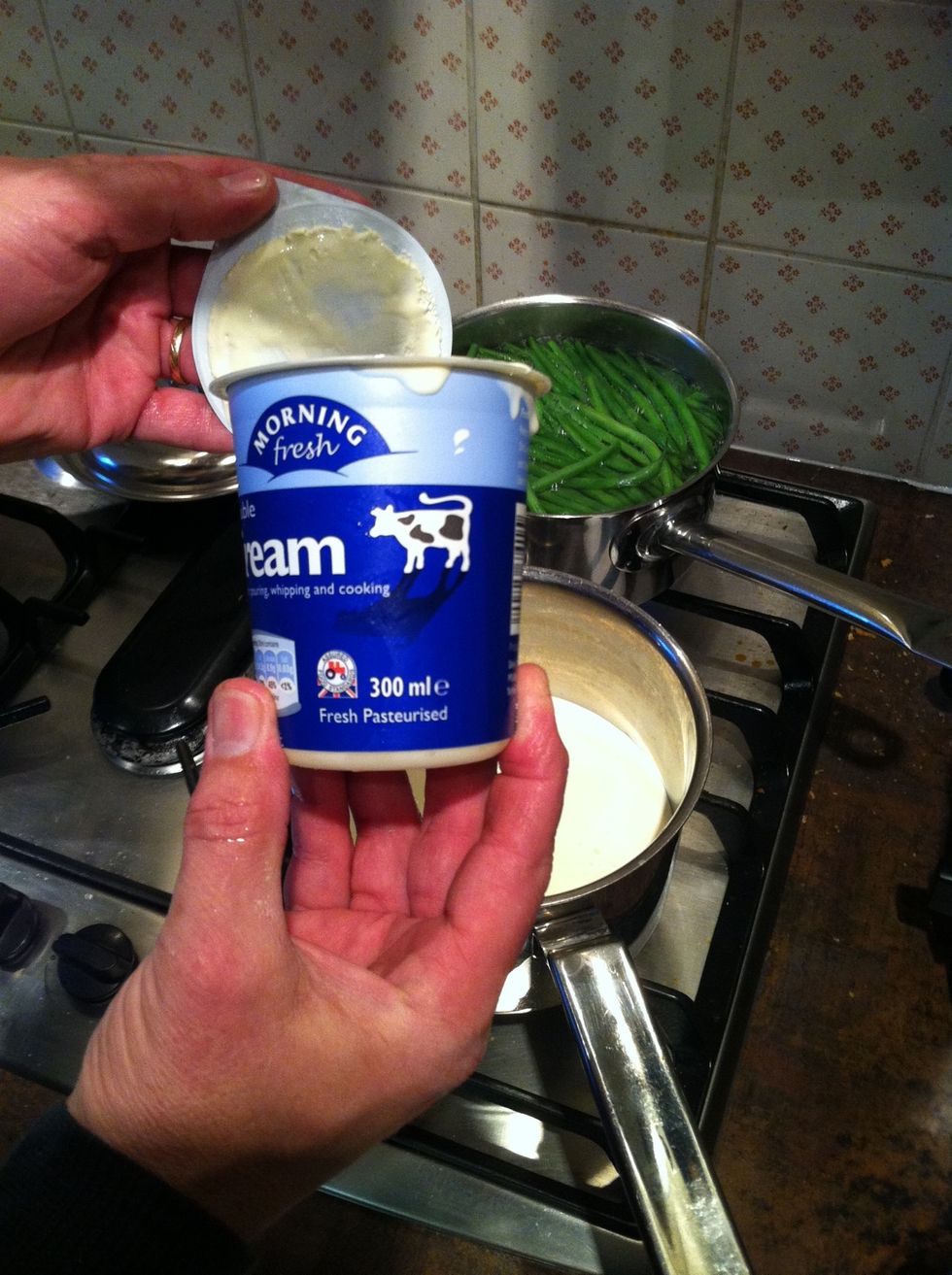 Add cream to pan on a medium heat (don't let it boil!!!)