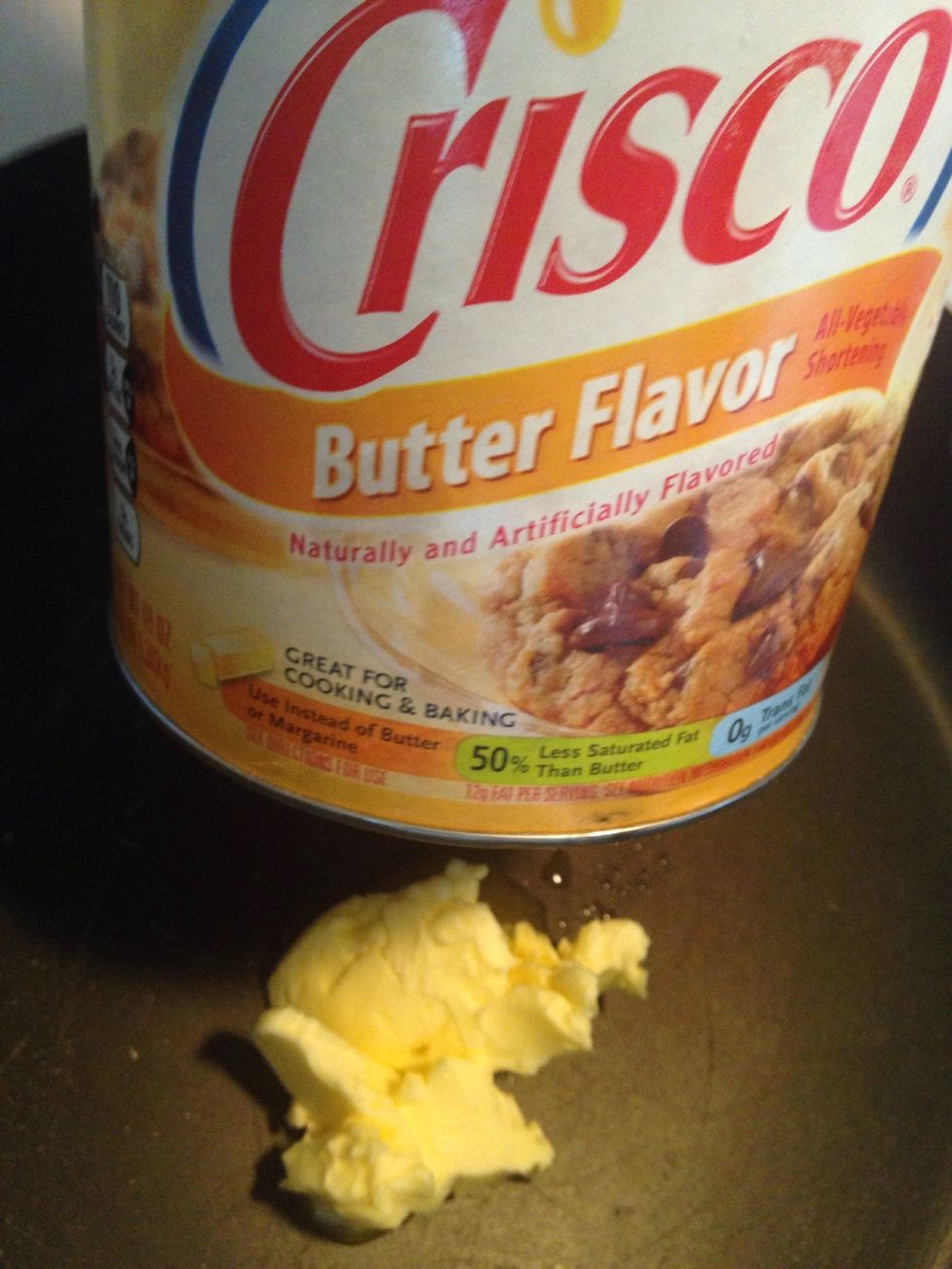 Add crisco or your choice of oil to pan just enough to cover the bottom