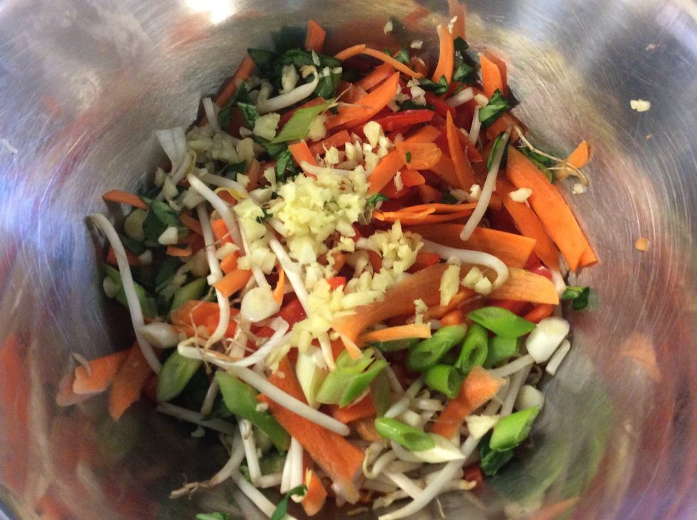 Add crushed garlic and ginger