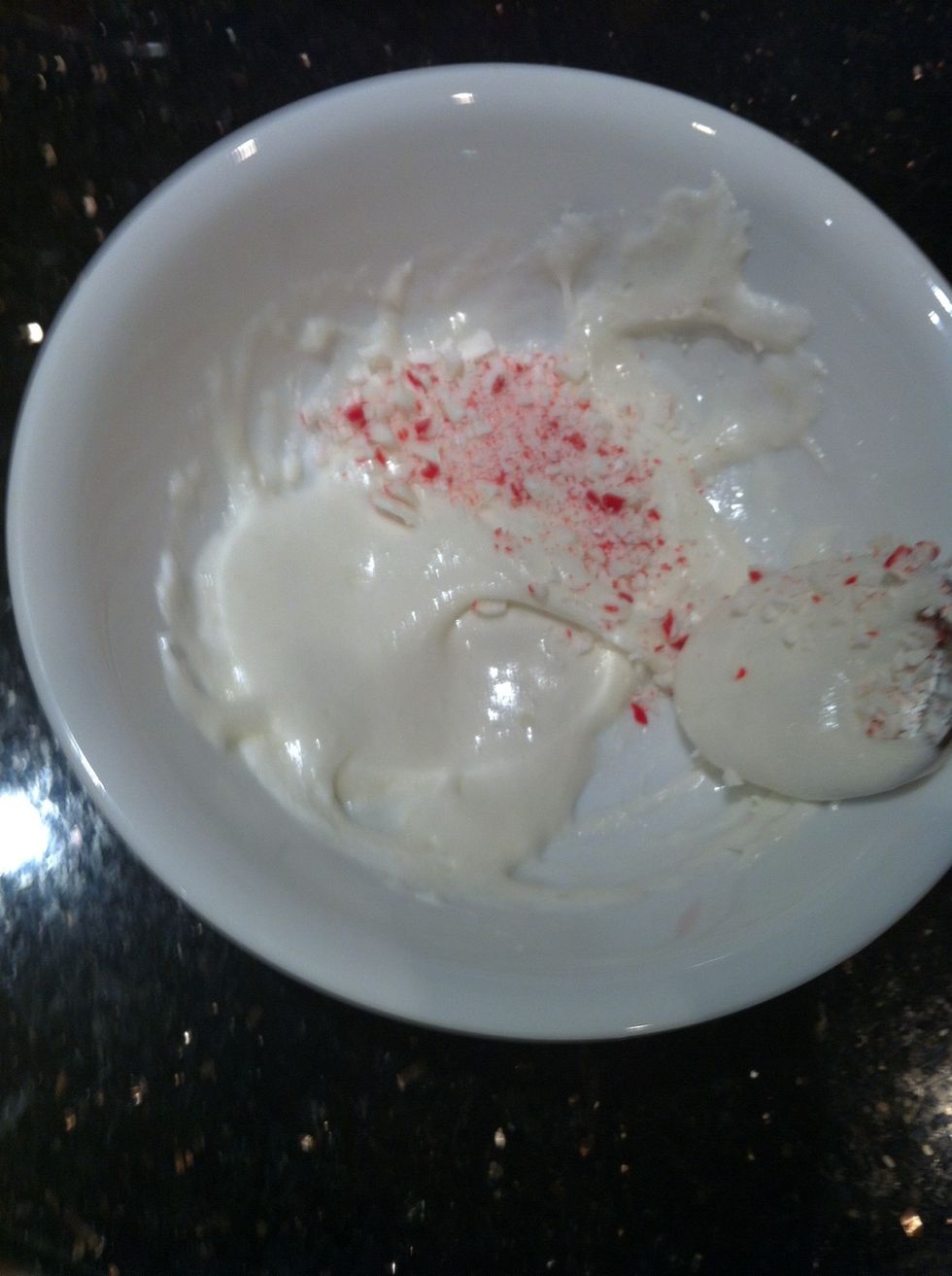 Add crushed mints and stir