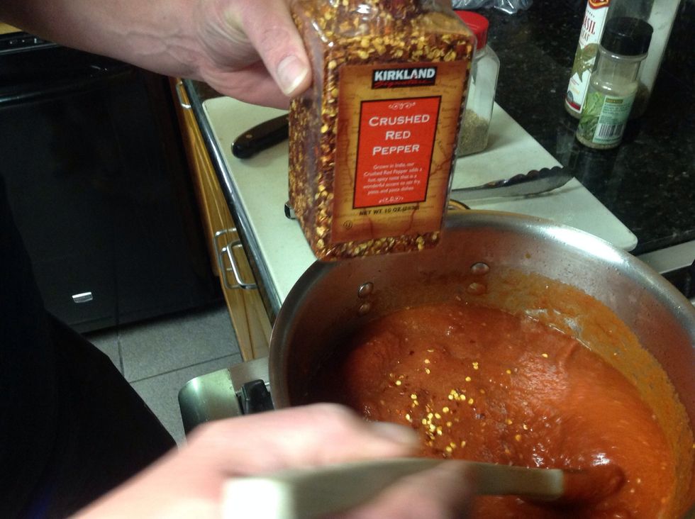 Add crushed red pepper to taste.