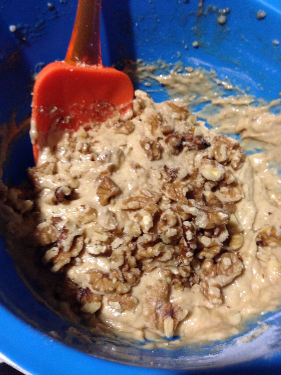 Add crushed walnuts.
