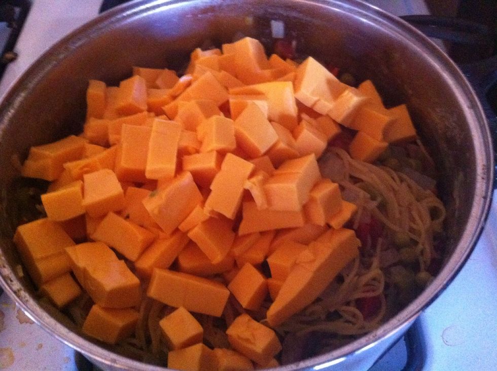 Add cubed cheese