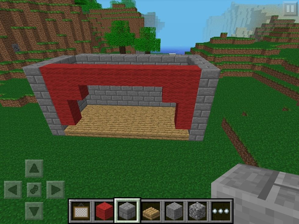 Add curtain with red wool