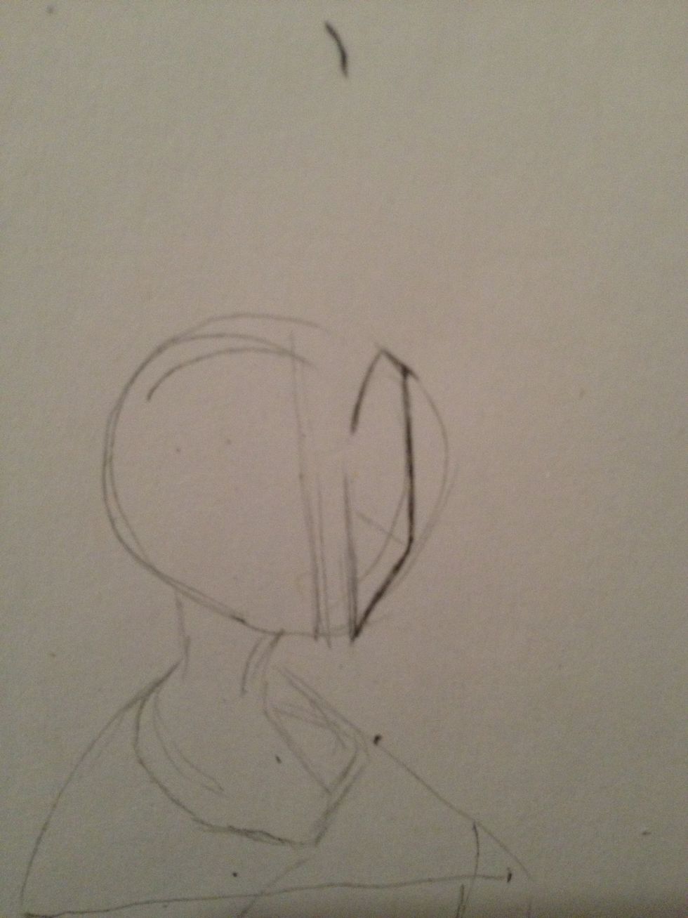 Add curve line for nose/eyebrow which pictures face on an angle