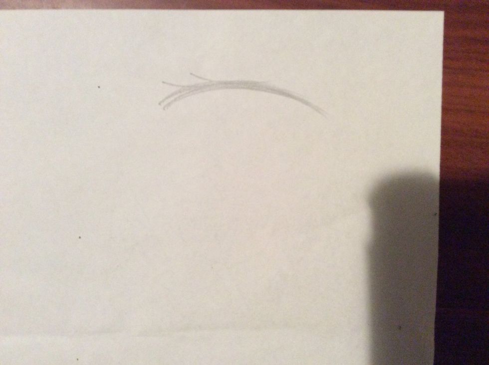 Add curved lines along the thick one, pointing upwards slightly at a roughly 30-40 degrees angle to make eyelashes.