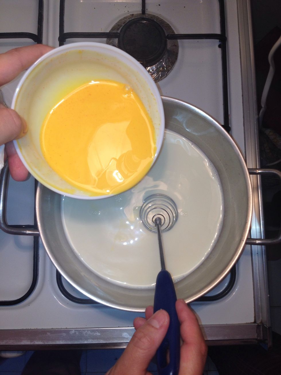 Add custard mixture