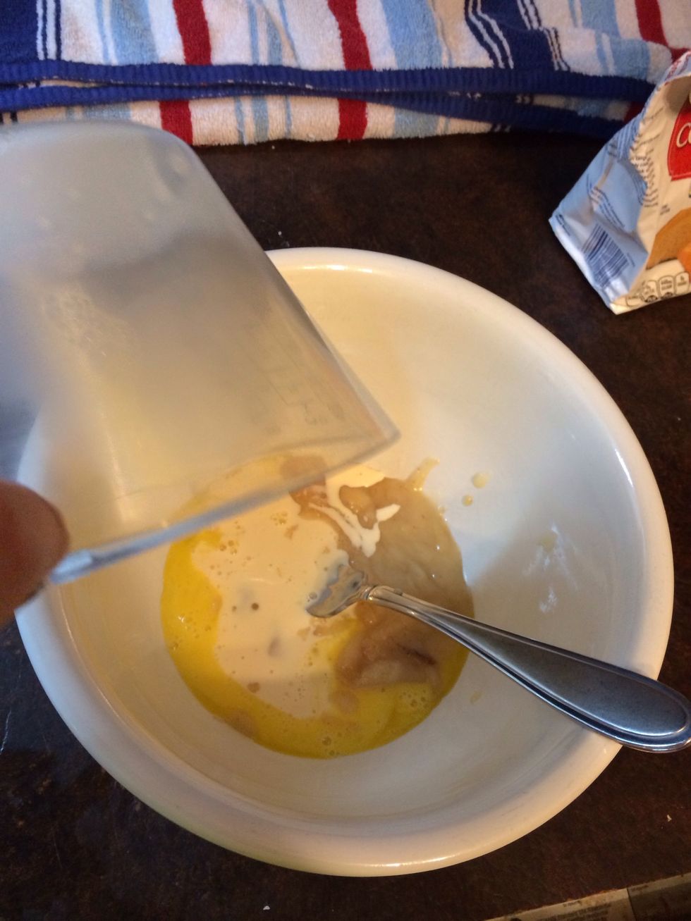 Add dairy product of 1 1/3 cup. I'm using evaporated milk.