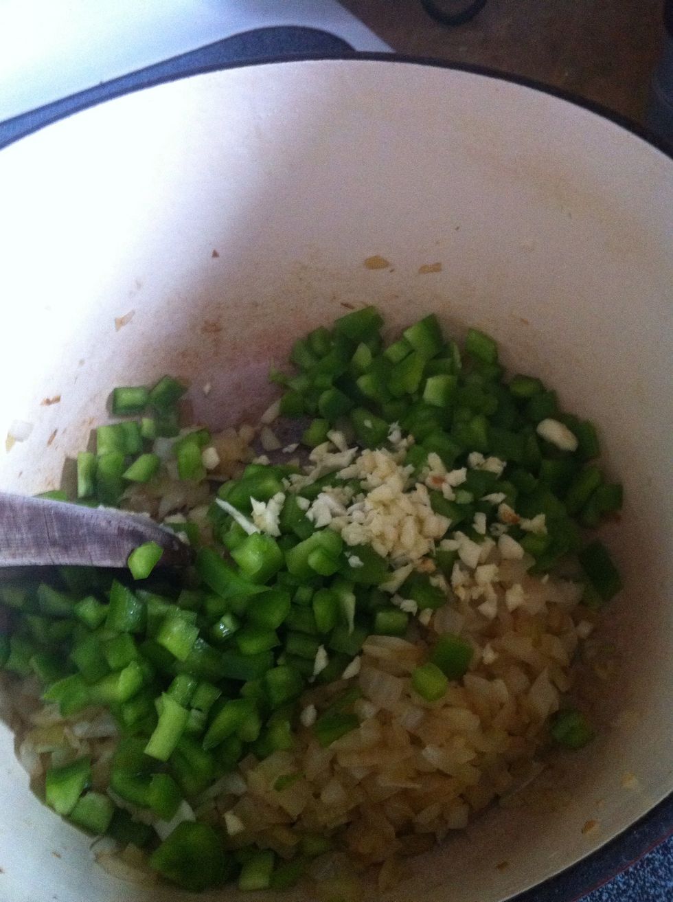Add diced Jalape\u00f1os and diced garlic....don't forget to keep stirring :)