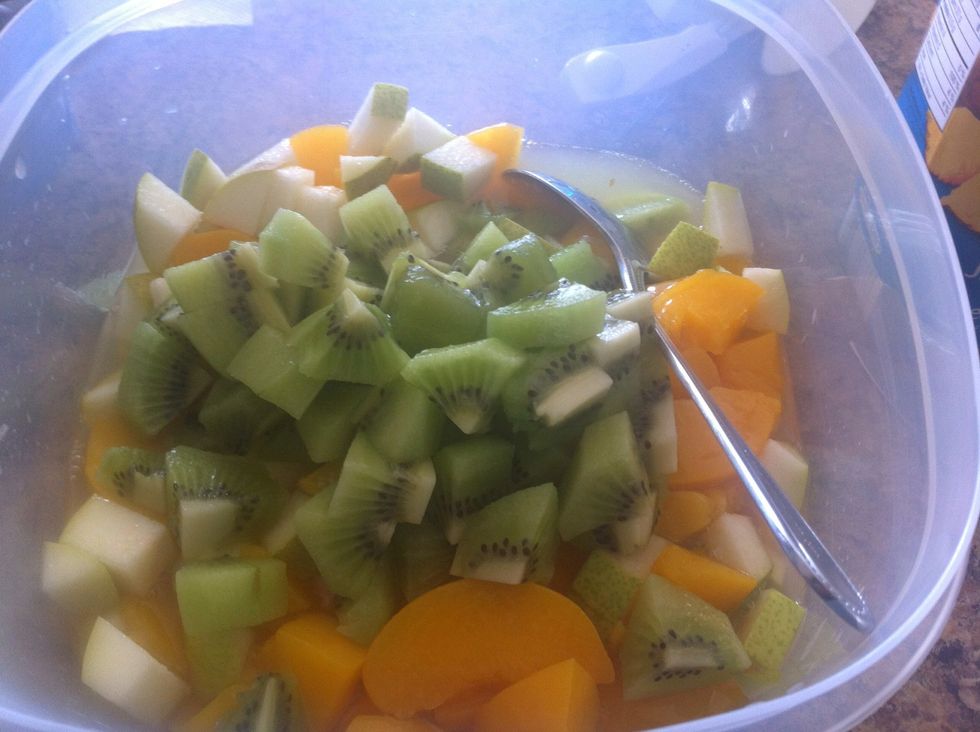 Add diced kiwi.