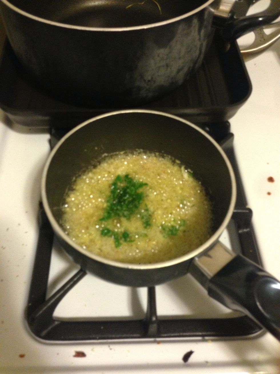 Add diced parsley to the pan.