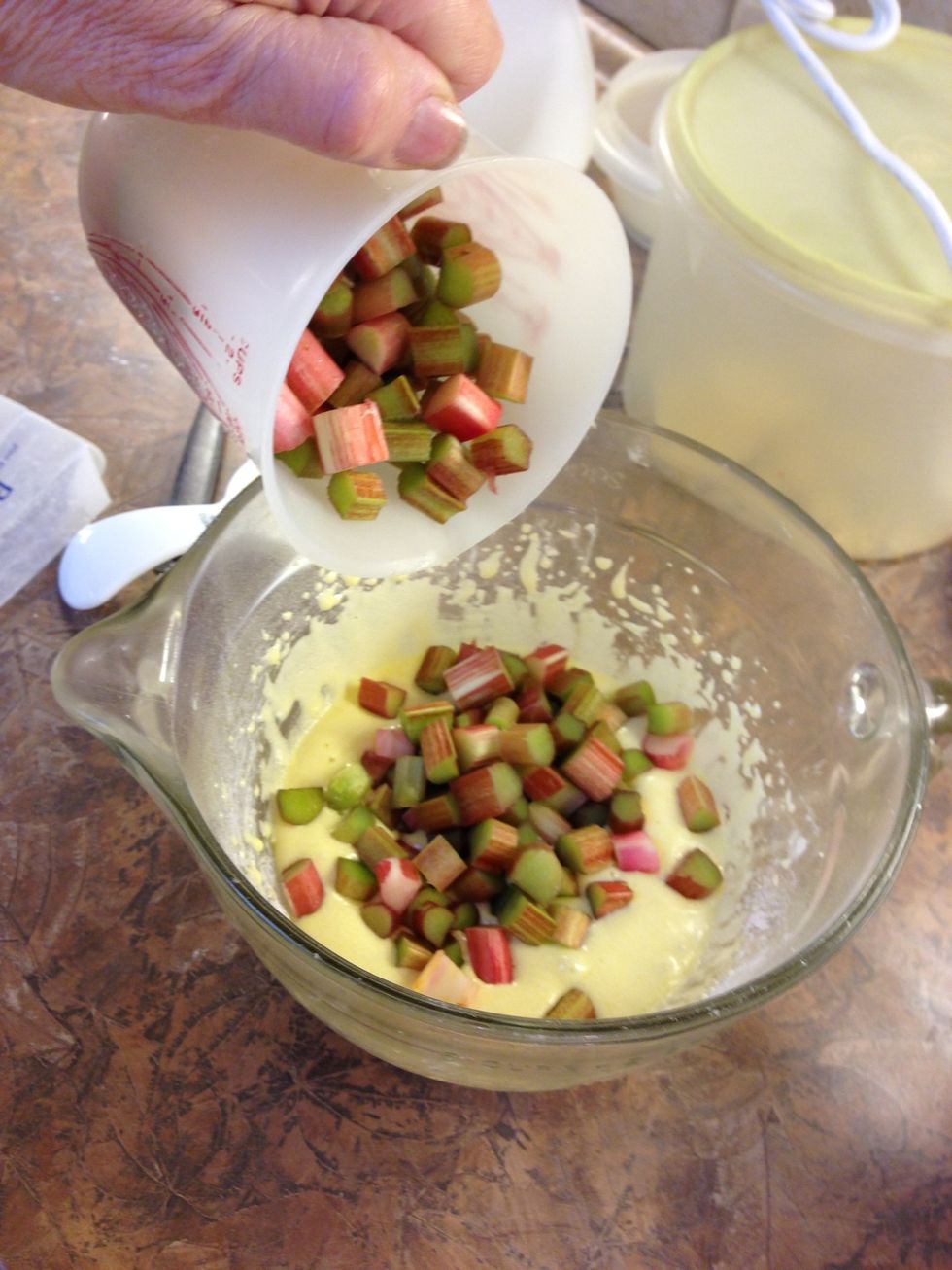 Add diced Rhubarb into mixture....