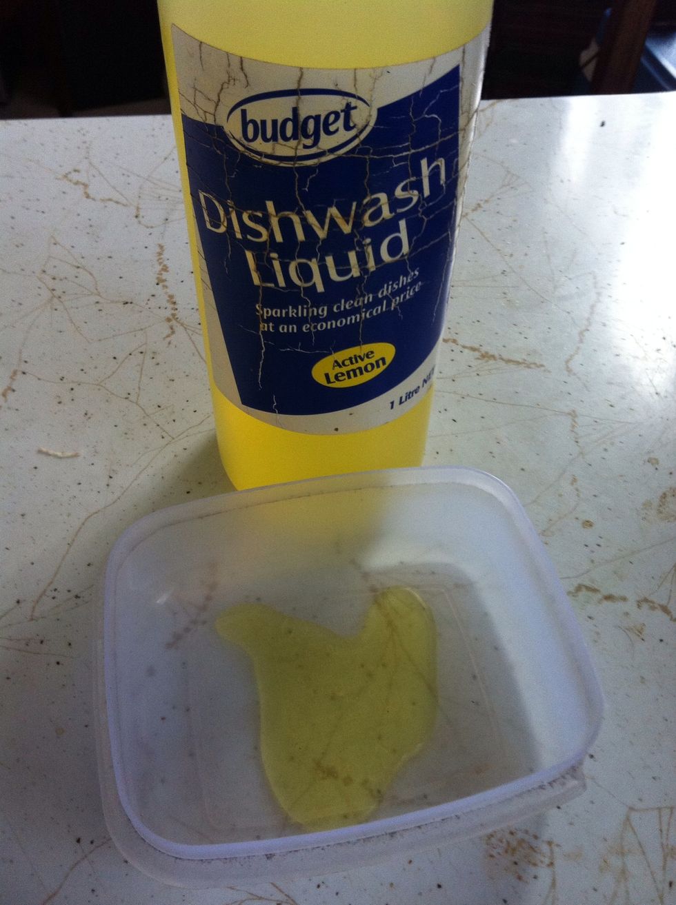 Add dishwash liquid and water