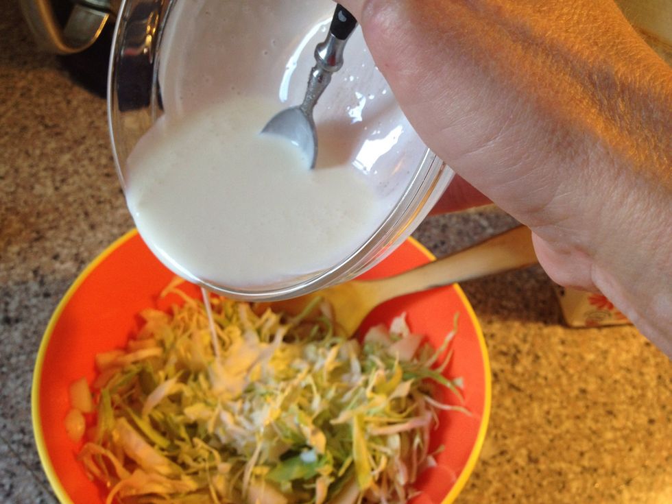 Add dressing, toss and turn to serve