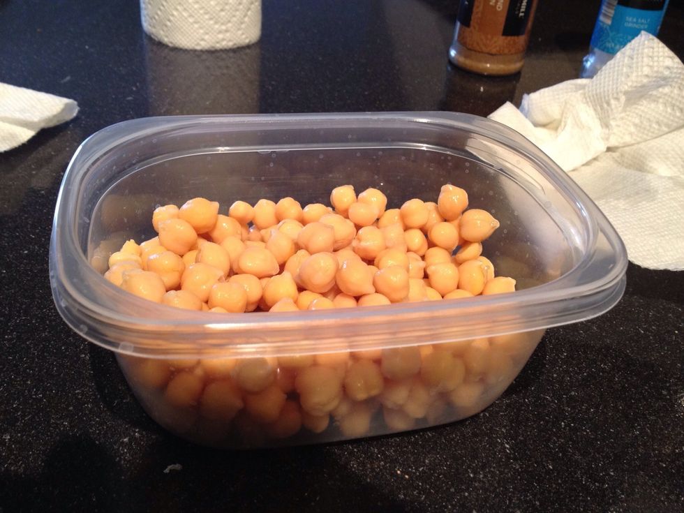 Add dried chickpeas to a sealable container