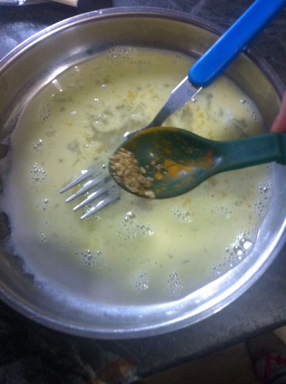 Add dried coriander powder. (Indian masala)