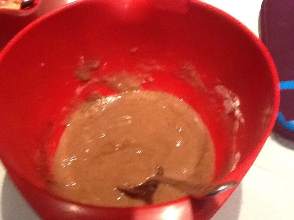 Add drinking chocolate powder to one of them till it goes brown