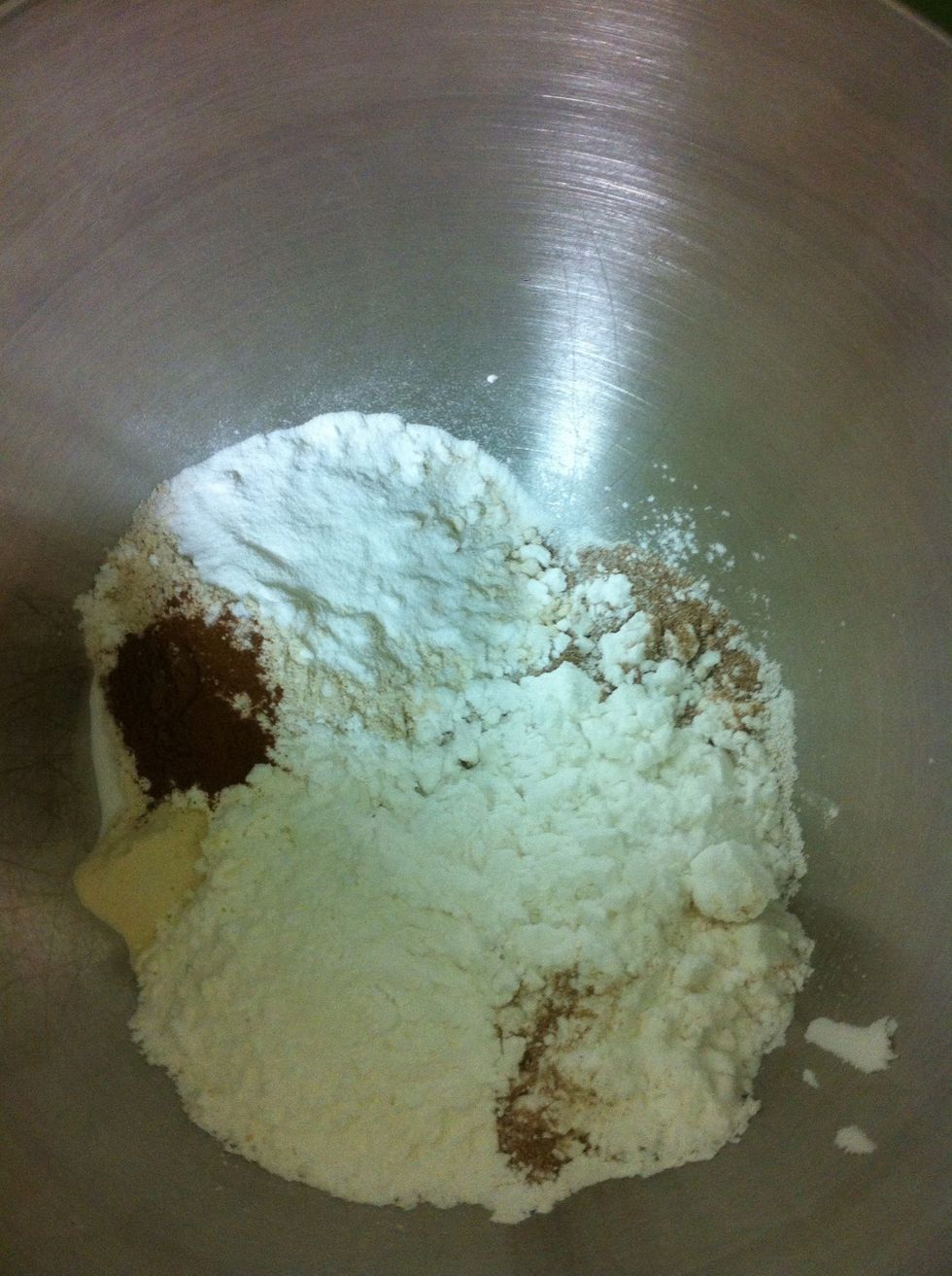 Add dry ingredients into a mixer