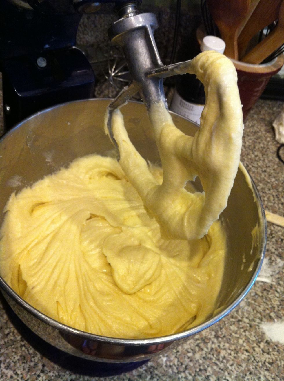 Add dry ingredients slowly