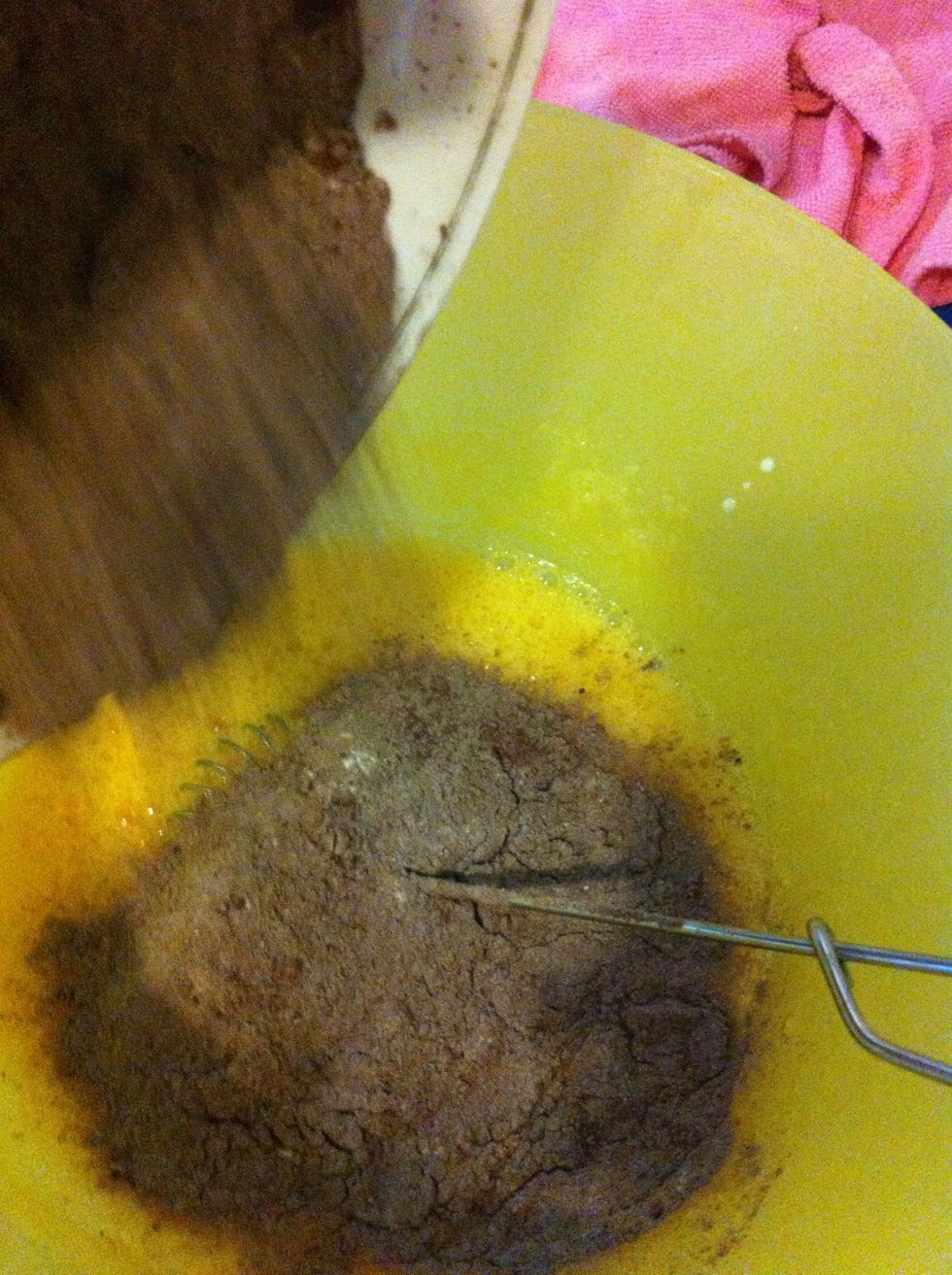 Add dry ingredients to your egg yolks...