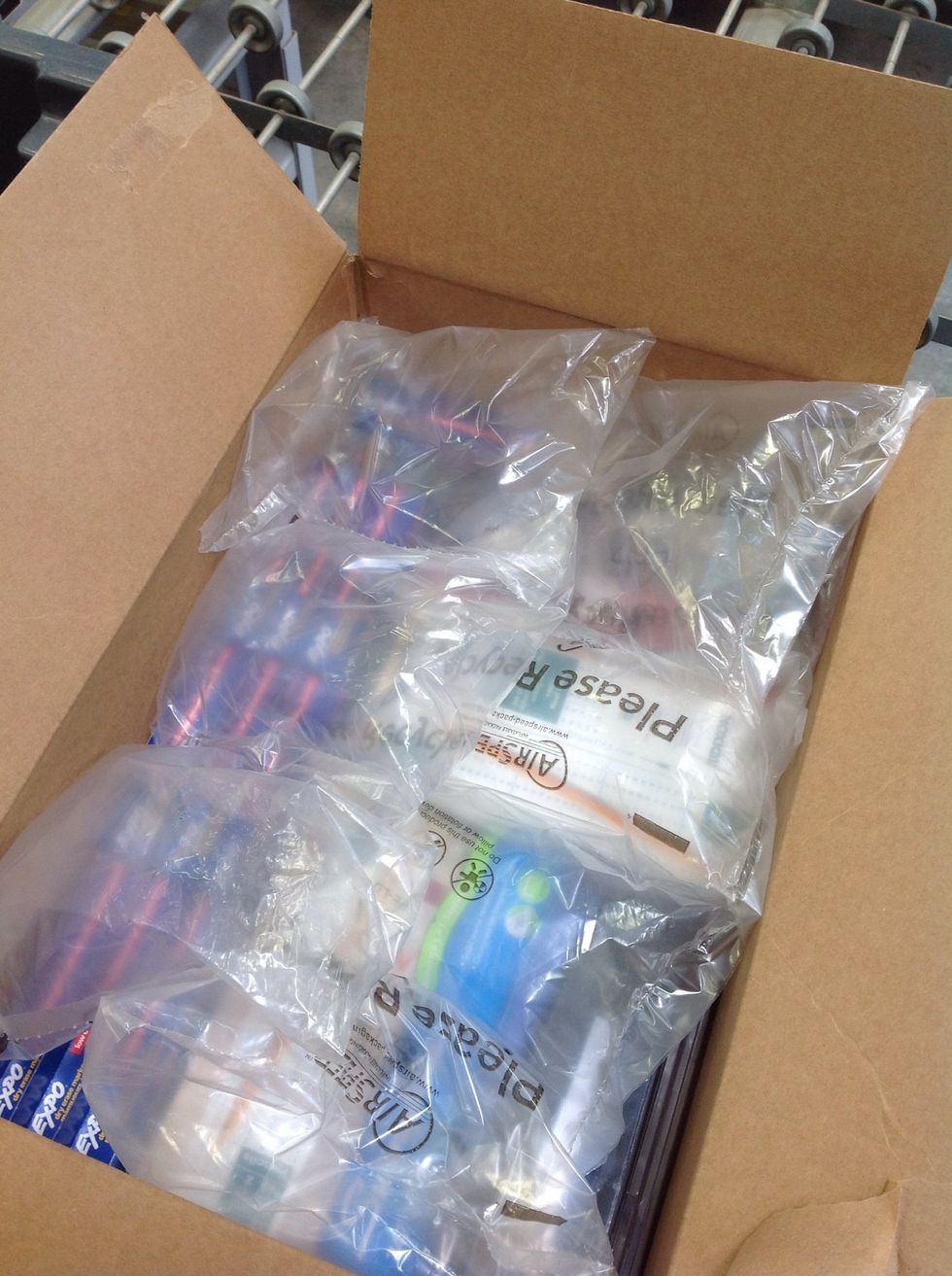 Add dunnage to the carton to fill the empty space. Be sure to not overfill the carton with dunnage. The dunnage should secure the order so the items do not freely move around inside the box.