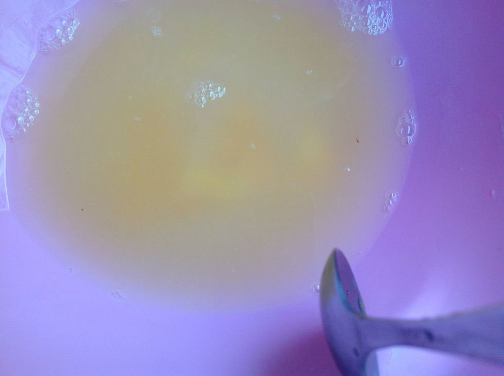Add egg and table salt to cold water (I use cold water so later I get soft dough)