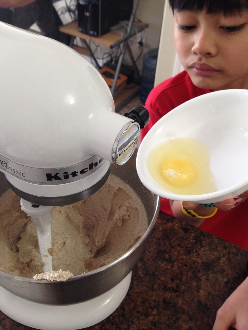 Add egg and vanilla extract