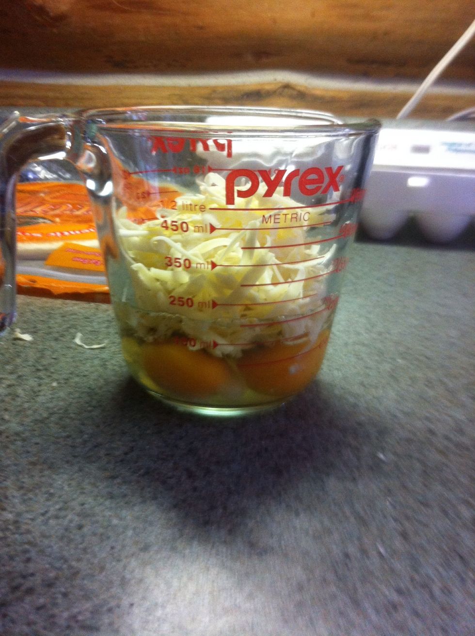 Add egg, cheese, spices, and any optional ingredients together.( I used Italian herbs as my spice)