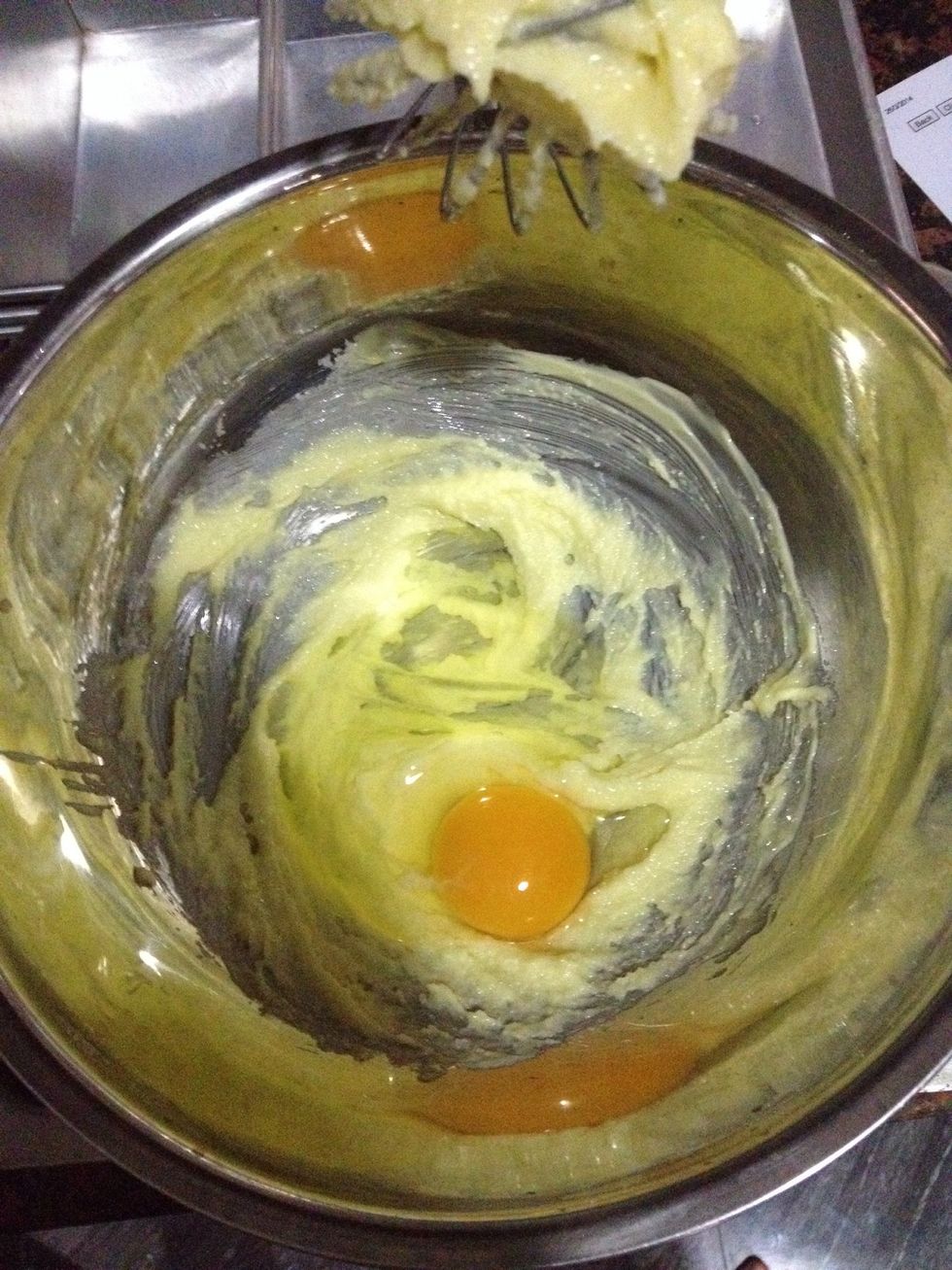 Add egg, mix well.