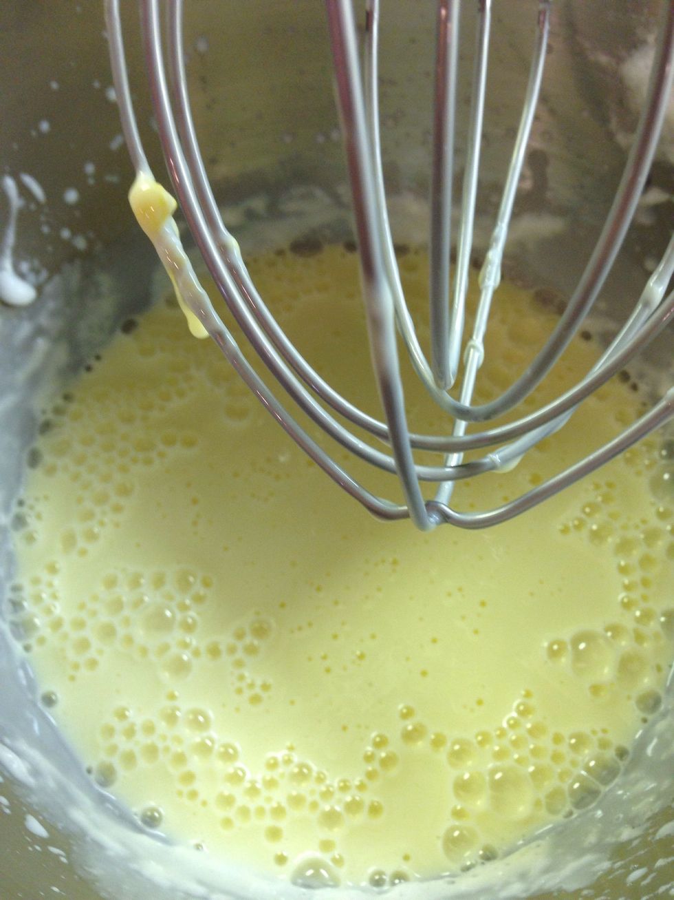 Add egg to a mixing bowl, beat for 20-30 seconds, then pour in buttermilk. Mix on low speed until combined.