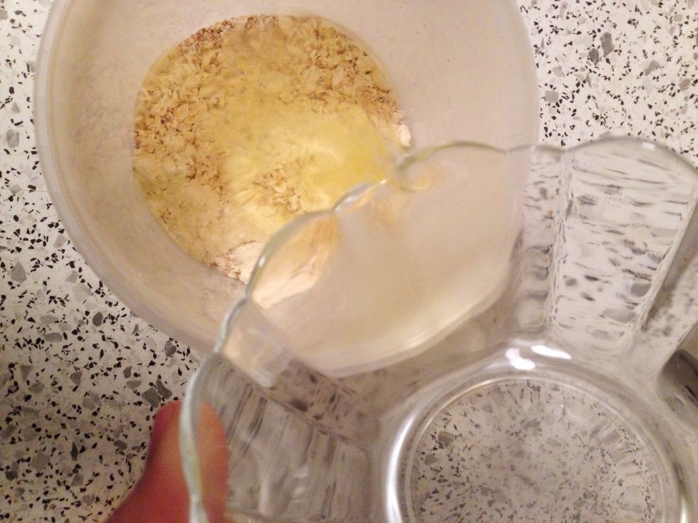 Add egg whites to the oat mix.
