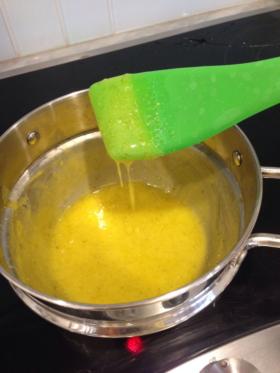 Add egg yolk. Stir for 15 min.