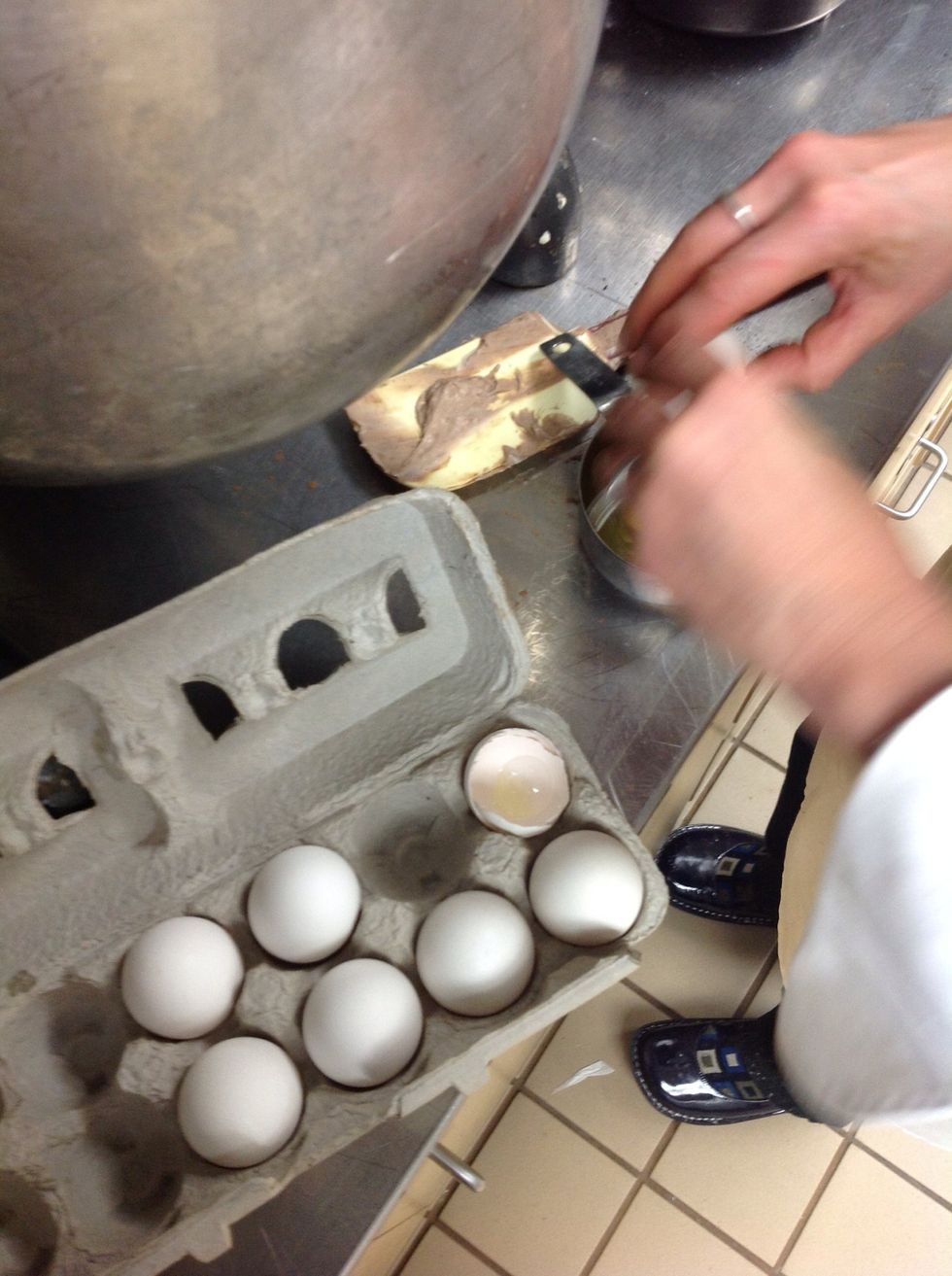 Add eggs one at a time to cream cheese mixture.