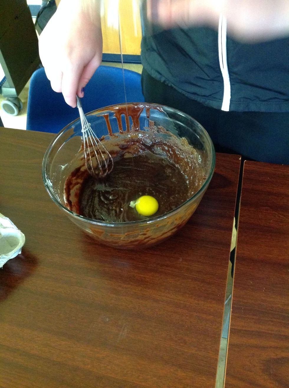 Add eggs one at a time.