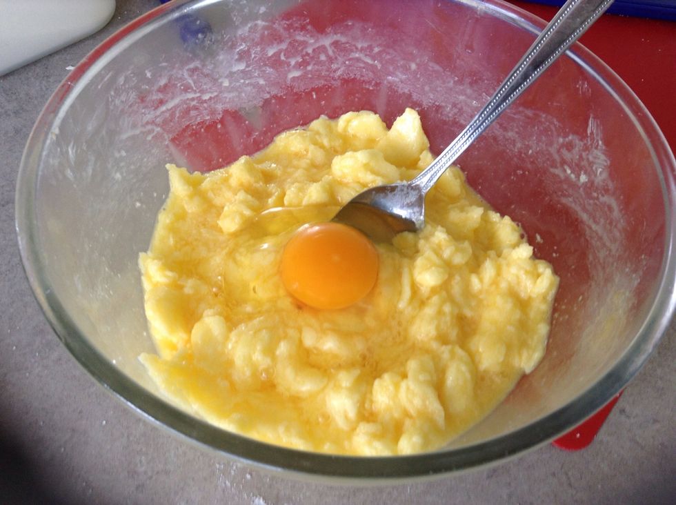 Add eggs one at a time
