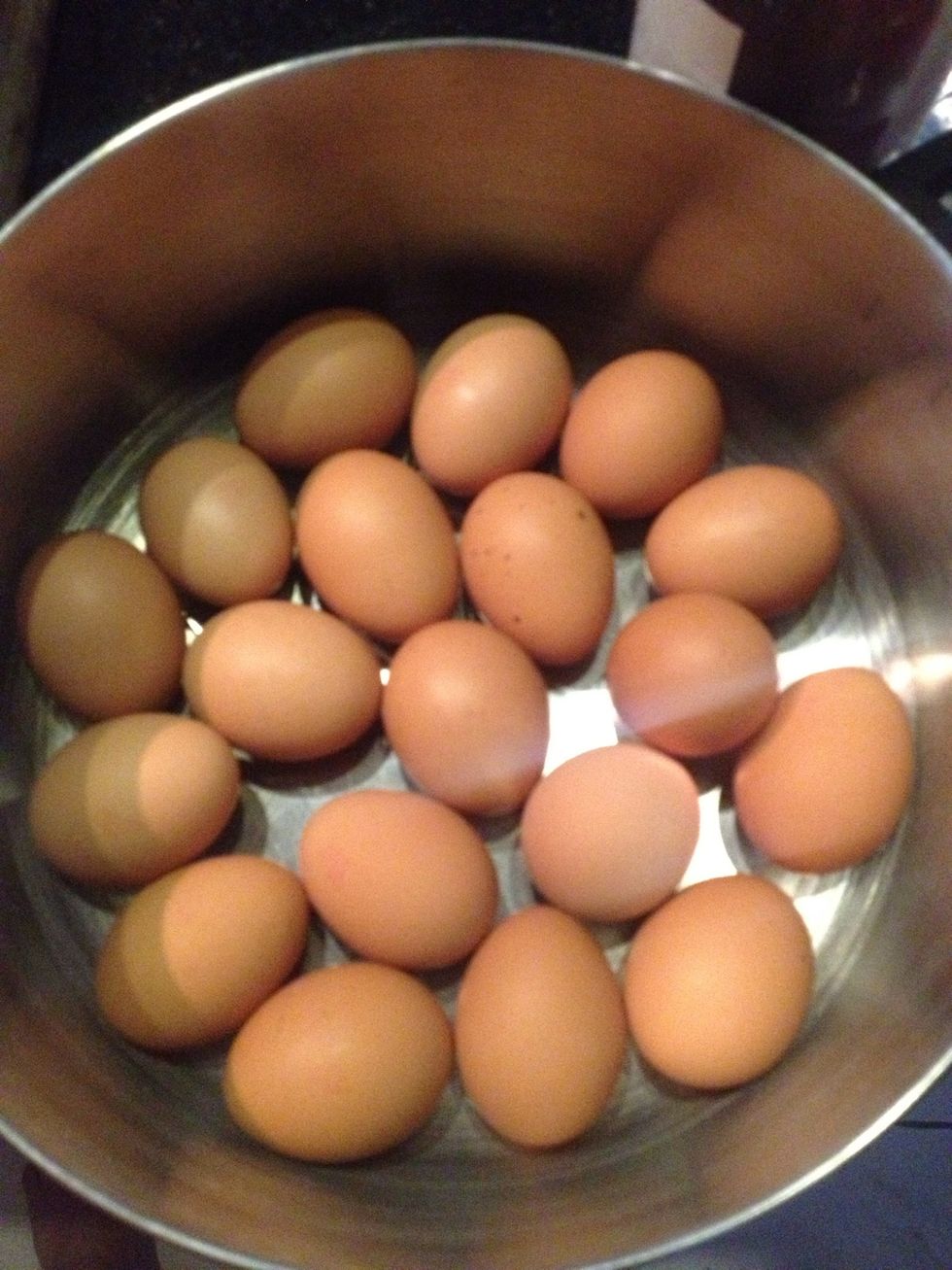 Add eggs to a big pot