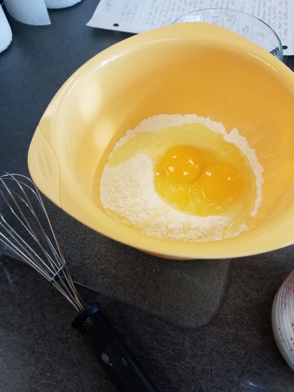 add eggs to flour
