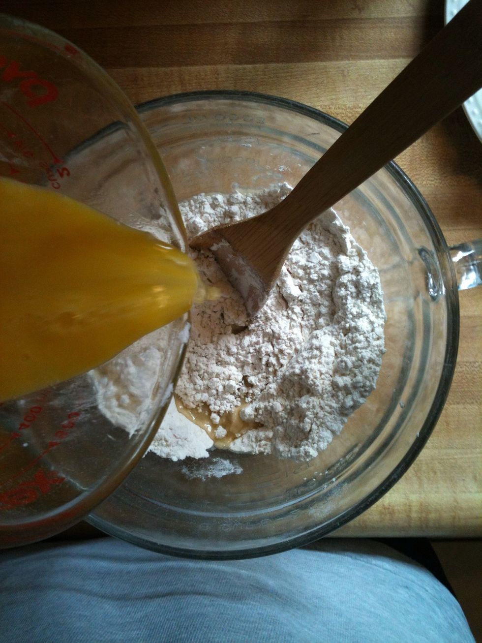 Add eggs to mixture.