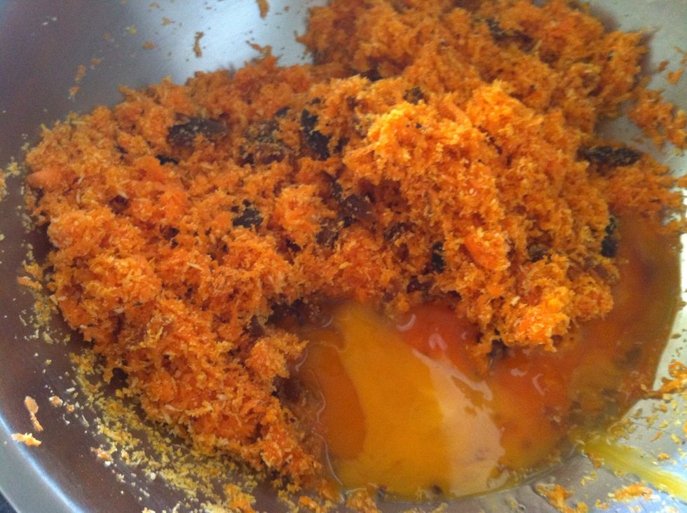 Add eggs, vanilla extract / orange blossom water.