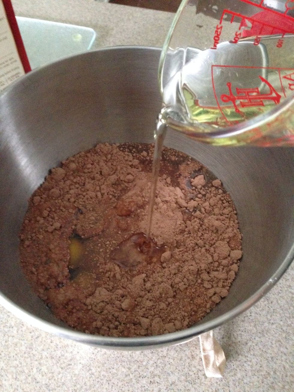 Add eggs, water and vegetable oil and mix!