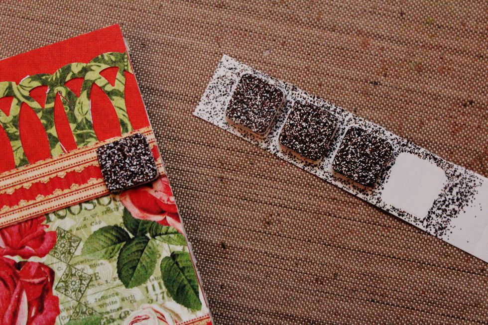 Add embossed squares to cards.
