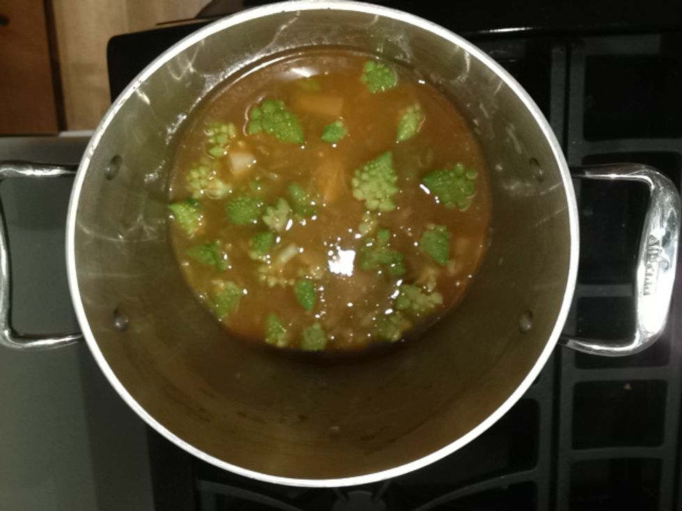 Add enough vegetable stock to cover, about 4 cups.