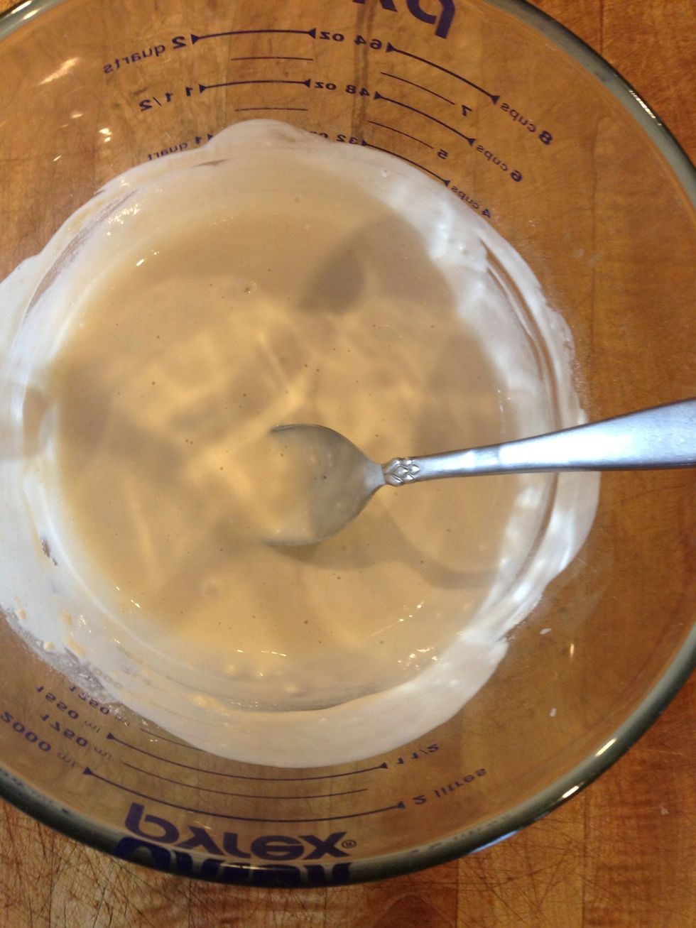 Add enough water so your mix is thick enough to bubble on the pan, but not lumpy. You can also try milk, if you prefer.  The pancakes will be richer! :)