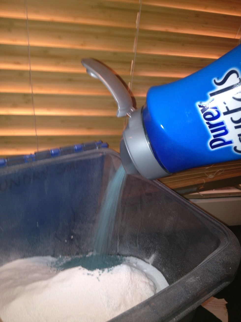 Add entire bottle of Purex Crystals. These add scent. They aren't necessary, but if you like your laundry to have scent you should use one of these types of additives.