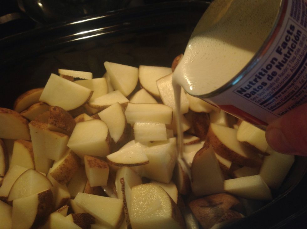 Add evaporated milk to slow cooker